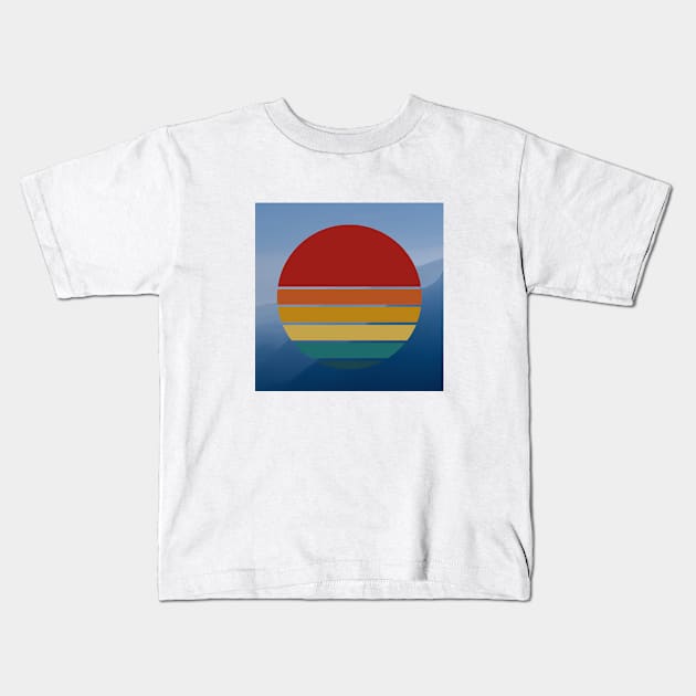 Rainbow Sunset in Mountains Kids T-Shirt by livmilano